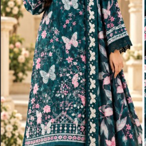 Teal Butterfly Khaddar