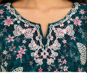 Teal Butterfly Khaddar - Image 2