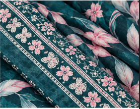 Teal Butterfly Khaddar - Image 3
