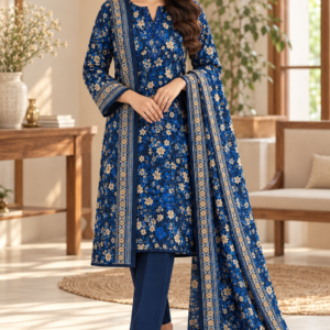 Navy Floral Dhanak